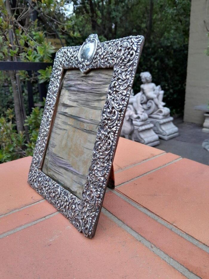 An Antique/Circa 1900  Victorian English Silver Picture Frame - Image 4