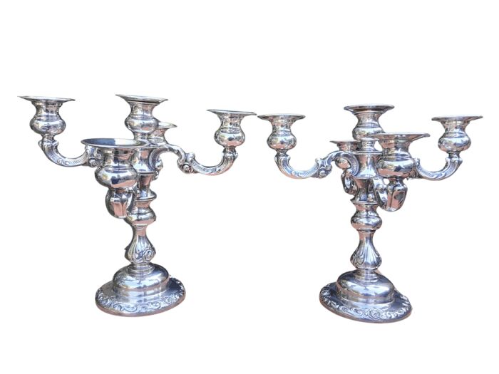 A 20th Century Pair of Silver-Plated Candelabras
