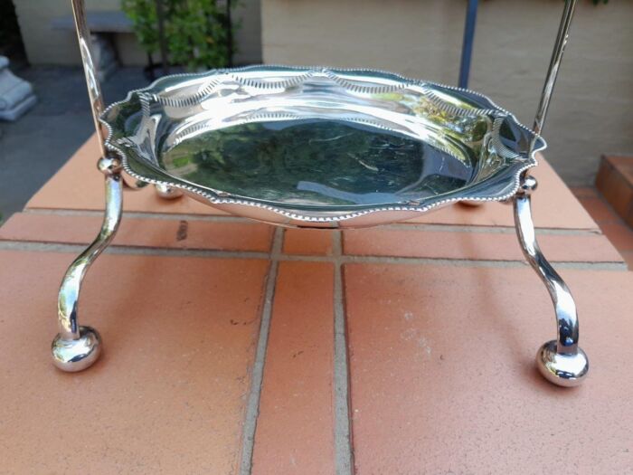 An Antique English Edwardian Tall Silver-Plate Cake / Food Stand with Three Removable Plates / Bowls - Image 5