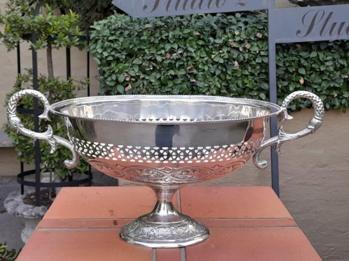 A 20th Century Large Silver-Plate Centre Bowl With Handles - Image 2