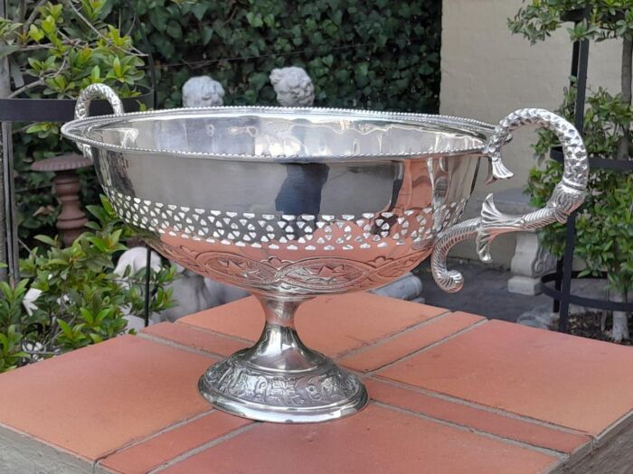 A 20th Century Large Silver-Plate Centre Bowl With Handles - Image 4