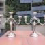 A 20TH Century Pair of Silver Plate Candelabras
