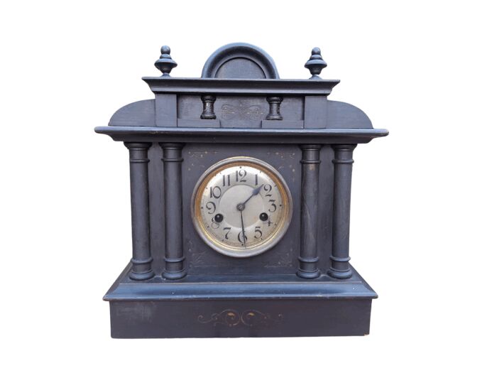 An Antique 19th Century Victorian Black Slate Clock