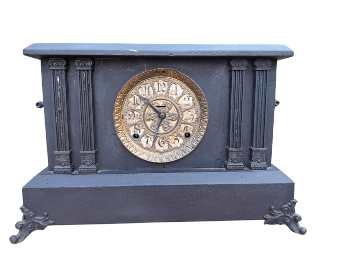 An Antique French Black Slate Clock