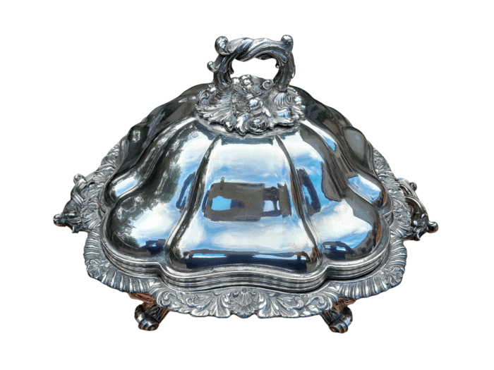 A 20th Century Electroplate Tureen With Cover On Feet Dimensions 30cm Including Handles
