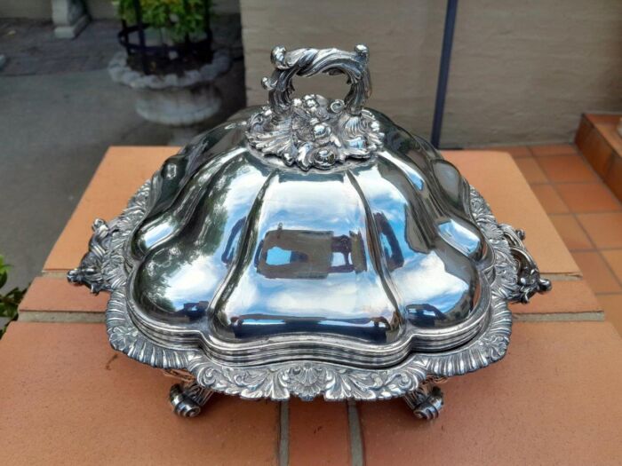 A 20th Century Electroplate Tureen With Cover On Feet Dimensions 30cm Including Handles - Image 2