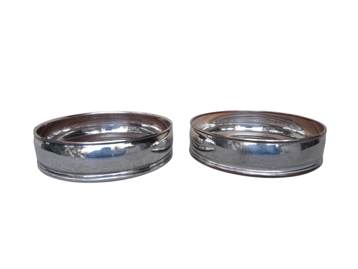 A 2oth Century Pair Of Electroplated Wine / Bottle Coasters
