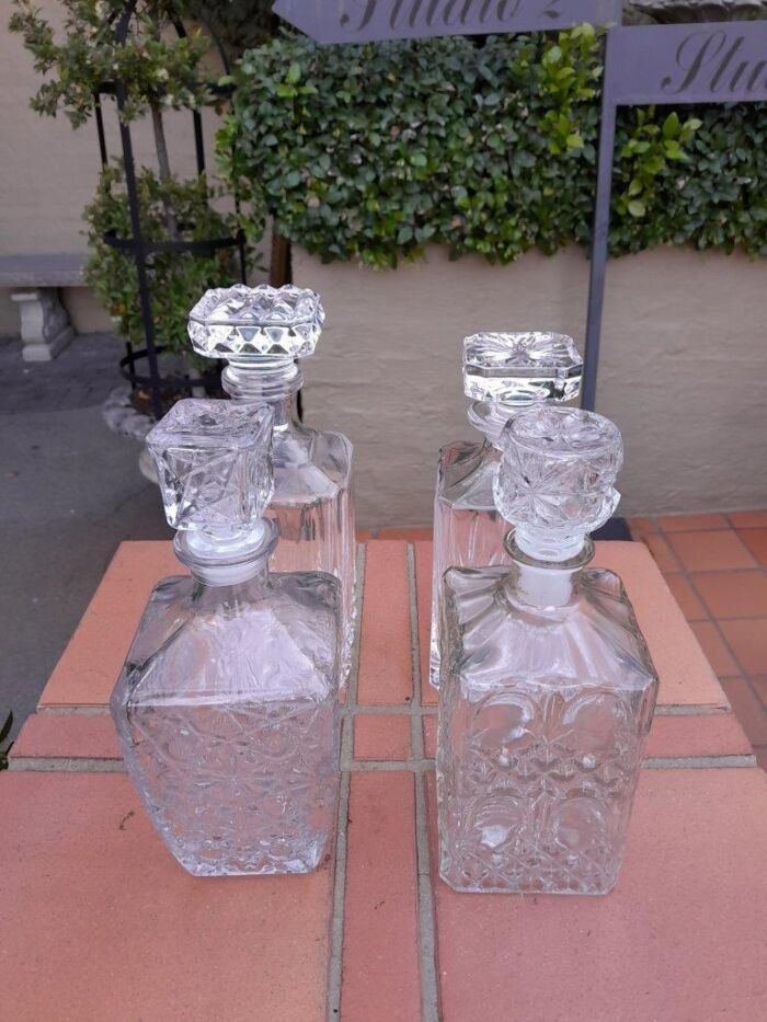 A Set Of Two Crystal Decanters And Two Cut Glass Decanters - Image 2