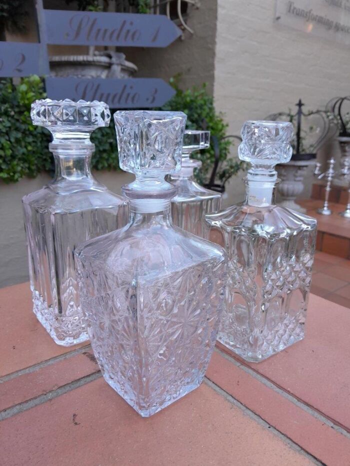 A Set Of Two Crystal Decanters And Two Cut Glass Decanters - Image 3