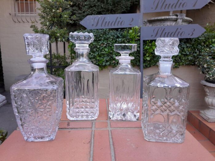 A Set Of Two Crystal Decanters And Two Cut Glass Decanters - Image 4