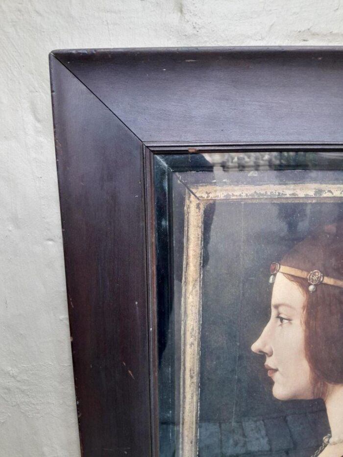 A 20th Century Lithograph Portrait Beatrice D'este After Ambrogio De Predis 1455 To1508  With Brass Plaque - Image 5