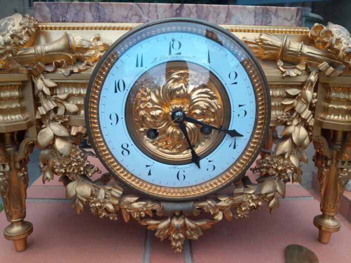 A 19th Century French Gilt Metal with Marble Top Clock - Image 6