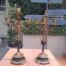 A Pair of Brass and Composite Candelabra