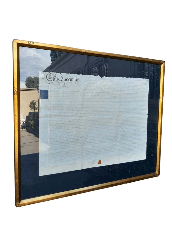 A 20th CenturyFramed Indenture With Seal