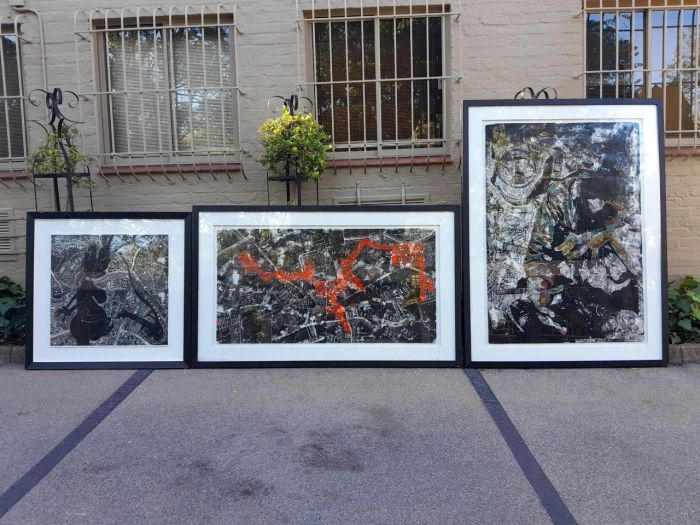 A 20th Century Set Of Three Large Framed Abstract Compositions By Darryl Betz