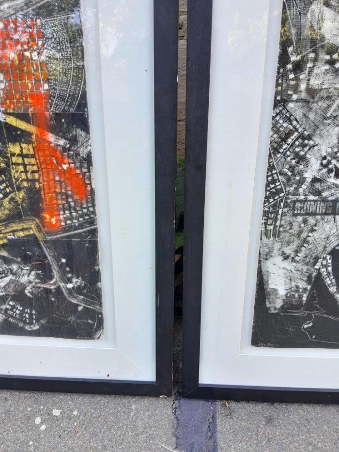 A 20th Century Set Of Three Large Framed Abstract Compositions By Darryl Betz - Image 9