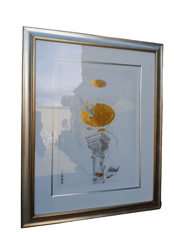 A 20th Century Circa 1983  Signed Gold Leaf Print