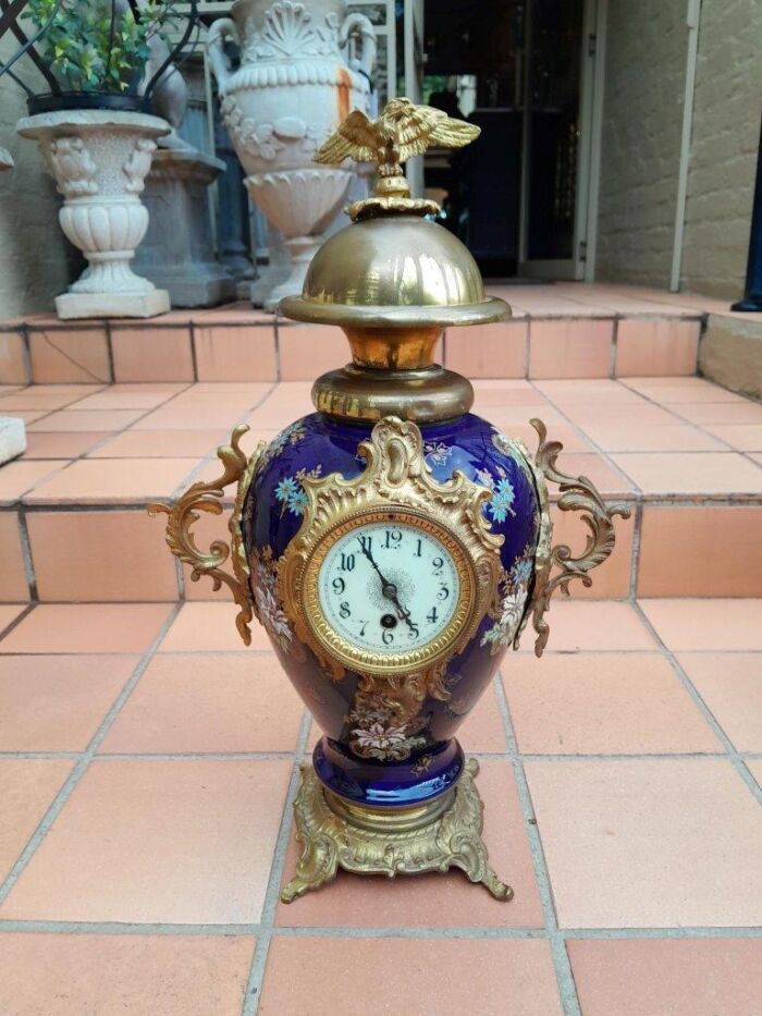An Early 20th Century (Circa 1911) French Rococo Style Clock Garniture Set With Gilt Metal Mounts. Clock has key and pendulum.  - Image 3