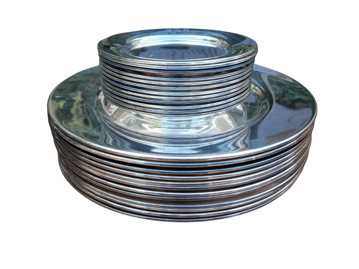 A 20th Century Set of 24 x Silver Plated Hartford-Sterling Underplates with HRH Engraved Consisting 12 x Dinner and 12 x Side Underplates