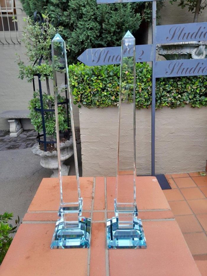 A Pair Of Decorative Crystal Obelisks - Image 2