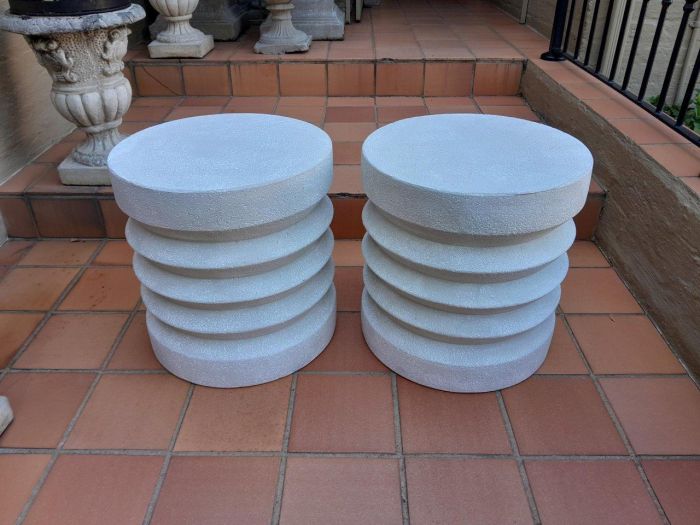 A Pair Of Cement Side Tables - Image 3