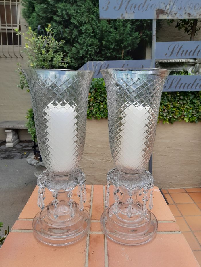 A Pair Of French Style Candle Holders With Candles - Image 4