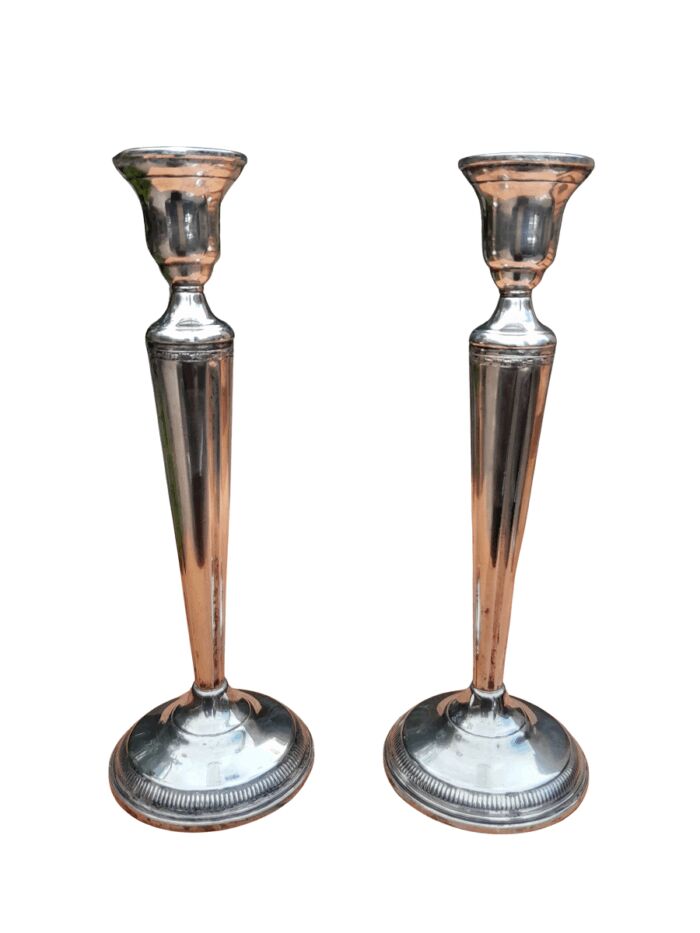 A 20th Century Silver Pair Of Candlesticks / Holders  (773 grams)
