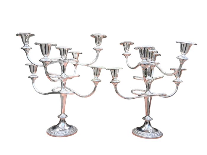 A 20th Century Pair Of Silver Plate Candelabra