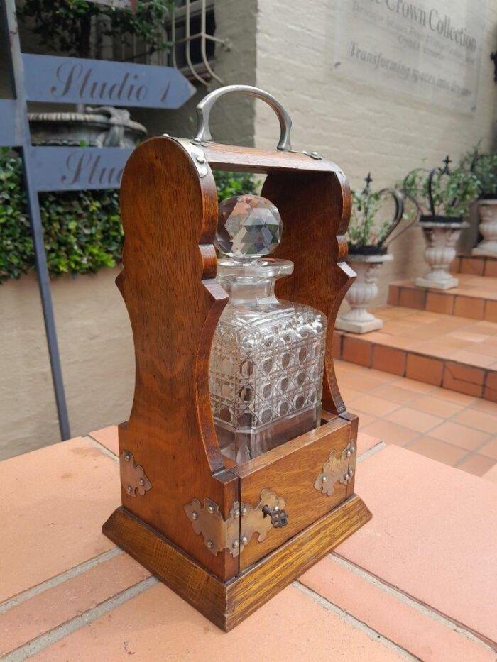 An Antique Victorian Tantalus With A Crystal Decanter And Key - Image 4