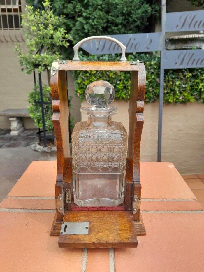 An Antique Victorian Tantalus With A Crystal Decanter And Key - Image 5