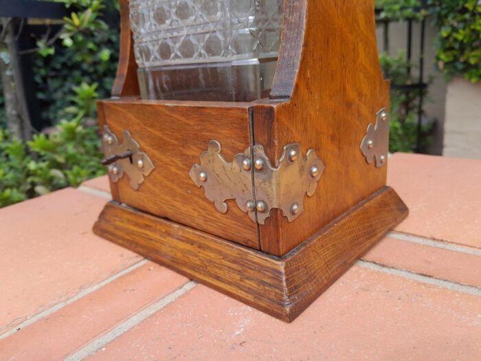 An Antique Victorian Tantalus With A Crystal Decanter And Key - Image 6