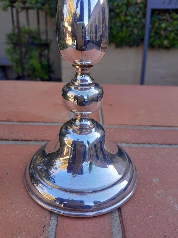 A 20th Century English Pair Of Silver Plate Candle Sticks - Image 5