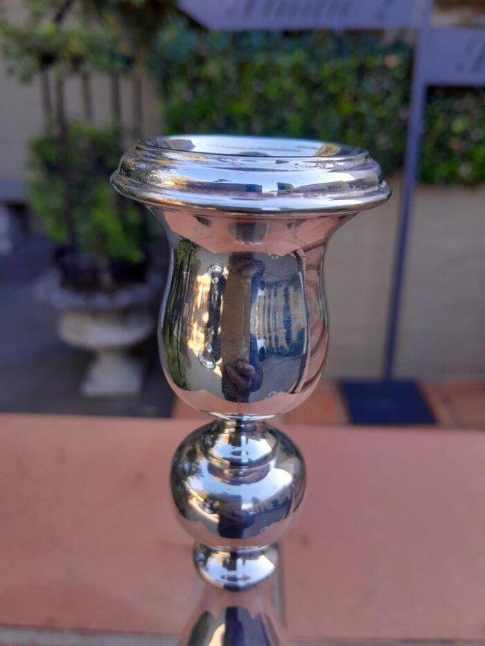 A 20th Century English Pair Of Silver Plate Candle Sticks - Image 6