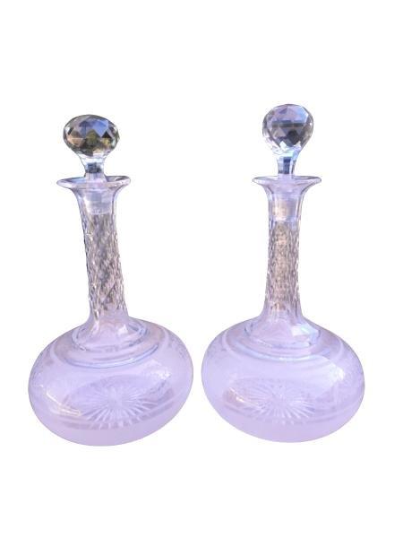 An Antique 19th Century Pair Of Crystal Decanters