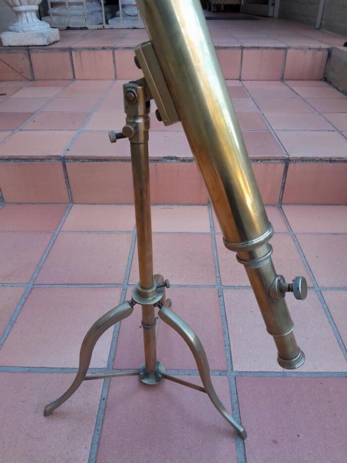 An Antique Brass Table Top Telescope On Tripod Base - Image 5