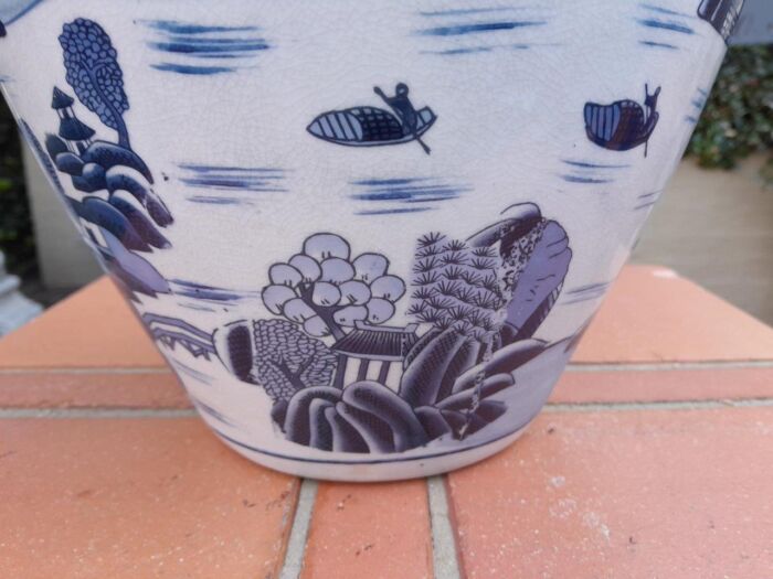 A 20th Century Chinese Blue / White Vase With Handles - Image 4