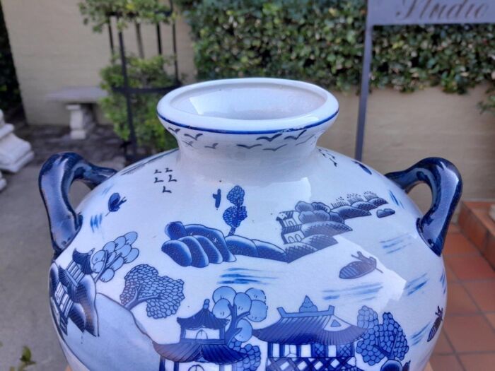 A 20th Century Chinese Blue / White Vase With Handles - Image 5
