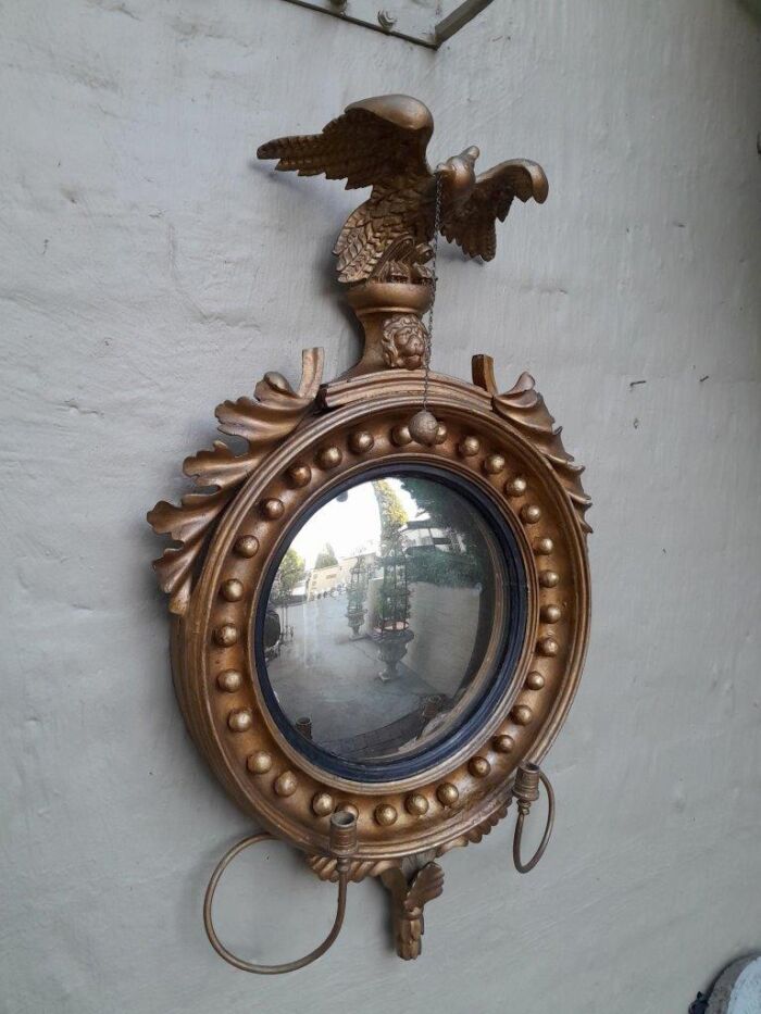 A 19th Century Regency Federal Large Size Gilded Mirror With Candle Holders - Image 2