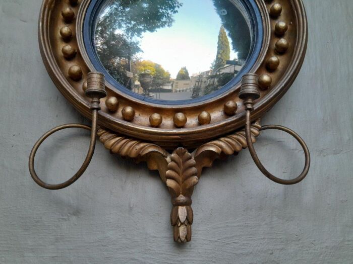 A 19th Century Regency Federal Large Size Gilded Mirror With Candle Holders - Image 3