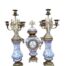 An Antique 19Th Century Blue / White Dutch Garniture Set With Key And Pendulum