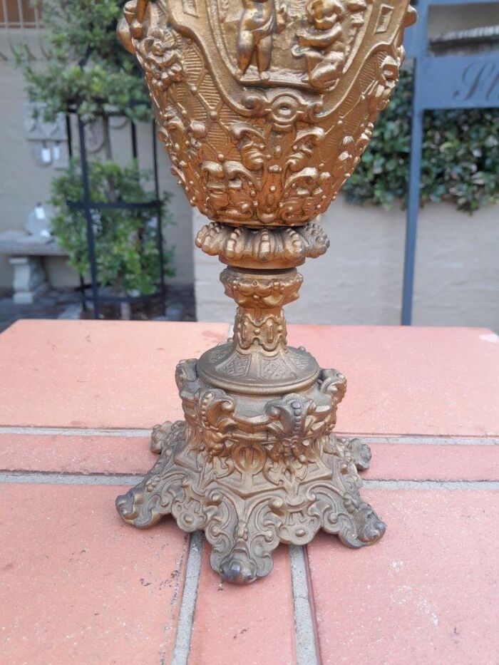 An Antique 19th Century Pair Of Revival Style Gilt Metal Ewers Of Large Proportions - Image 5