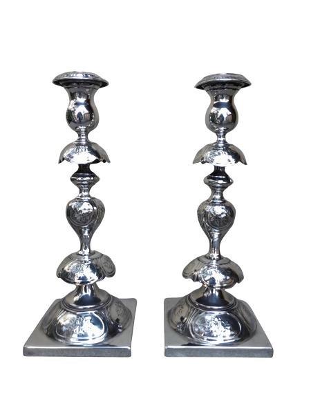 An Antique 19th Century Pair Of Electroplate Candlesticks
