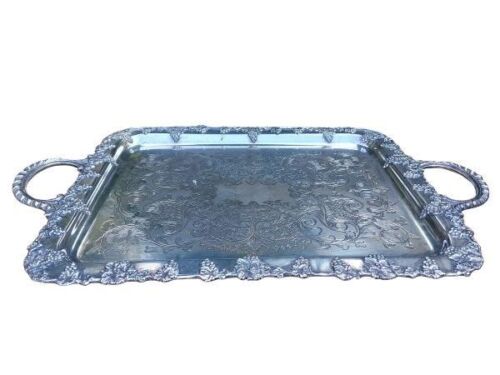 A 20th Century Ornate Silver Plated Tray With Handles