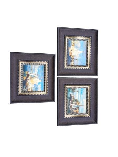 A Set Of Three Framed Oil On Canvas Boats