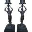 An Antique 19th Century Figural Pair Bronze Candle Sticks/Holders