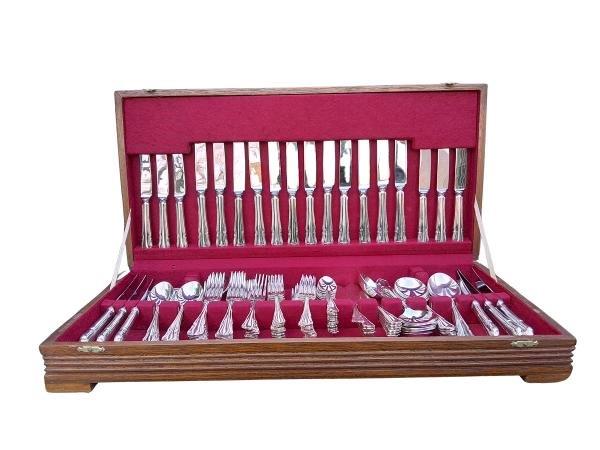 A Twelve Place Eetrite Silver-Plate Cutler Set In Canteen
