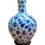 A 20th Century Tall Chinese Blue And White Vase On Wood Stand