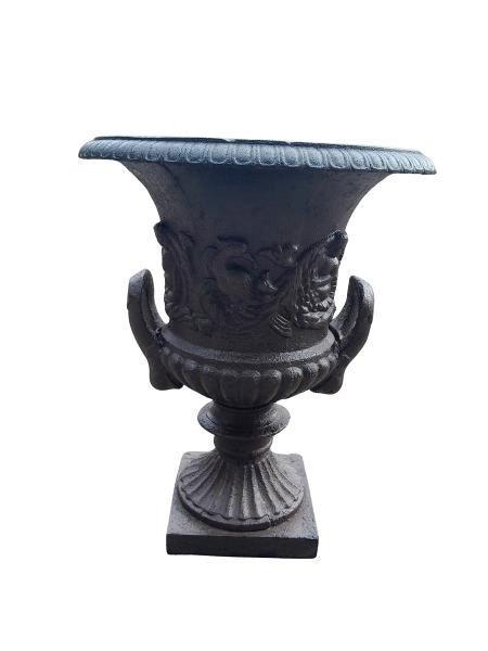 A 20TH Century Ornately Carved French Cast Iron Urn With Handles