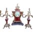 An Antique French Rococo-Style Ormolu And Tortoiseshell Garniture Set Of Clock And Pair Candelabras