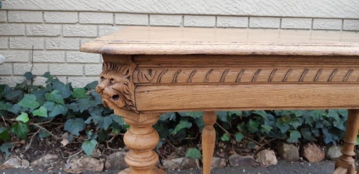 A Jacobean Bleached / Natural Wood Finish Oak Table With Ornate Carvings (4 Seater) - Image 8